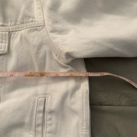 White Denim Jacket 100% Cotton - Size Large - Picture 4 of 9
